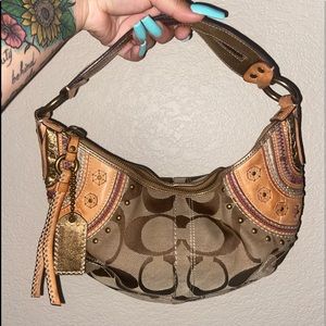 Coach Grommet Brown Shoulder Hobo Purse